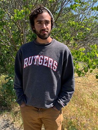Ameen Lofti in his Rutgers sweat shirt at the Cache Creek Conservancy Nature Preserve