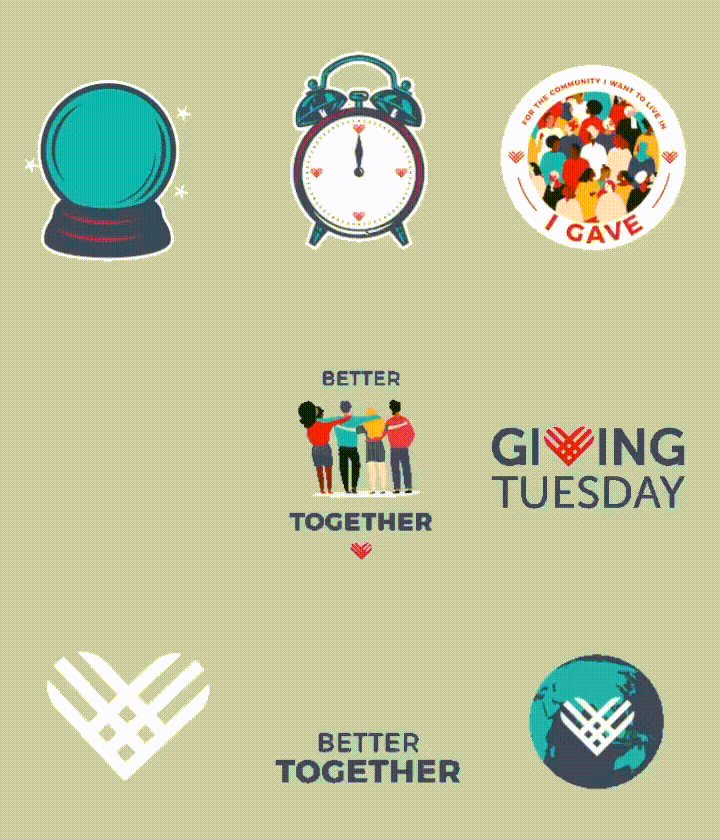 Various Giphy images for Giving Tuesday
